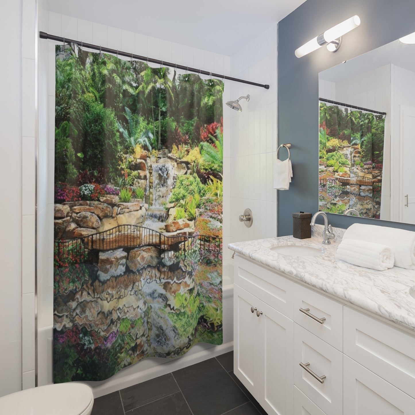 Beautiful Tropical Waterfall Shower Curtain