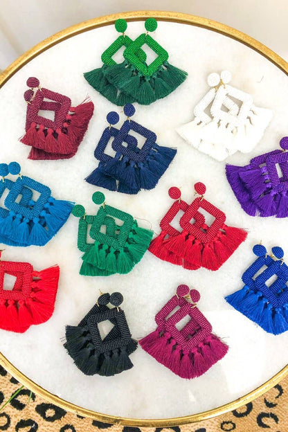 Hot Pink Ellie Fringe Drop Earrings