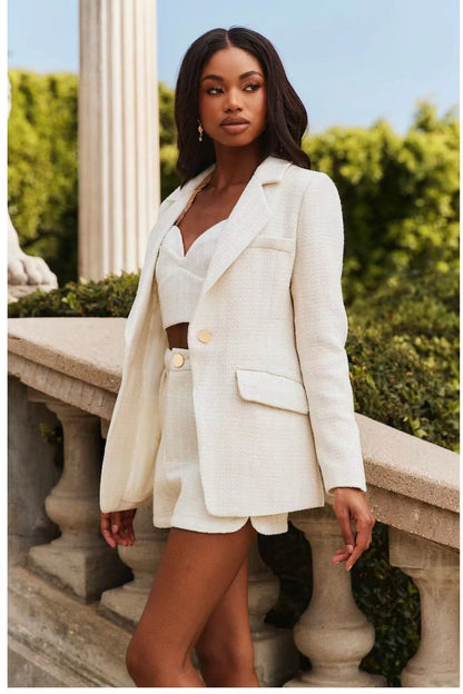 White Chic Blazer Suit Ensemble