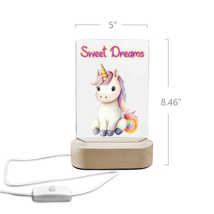 Baby Unicorn Sweet Dreams Acrylic Photo Panel with Lighted Stand (Made in USA)