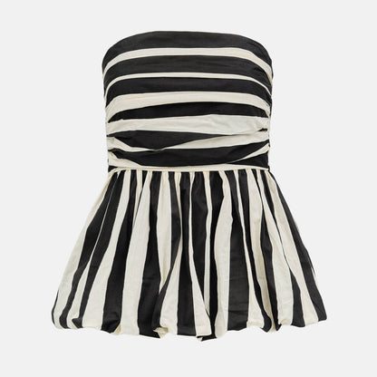 Black & White Striped Bubble Tube Top