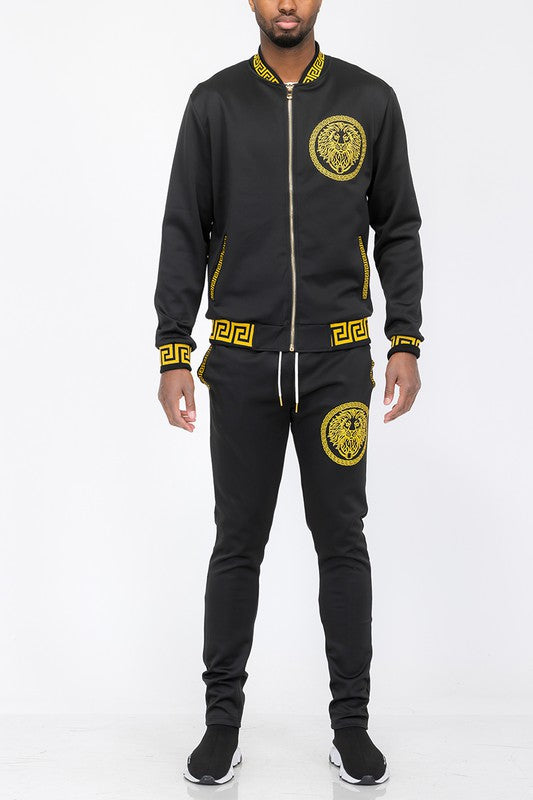 Men's Black & Gold Trim Track Suit Outfit
