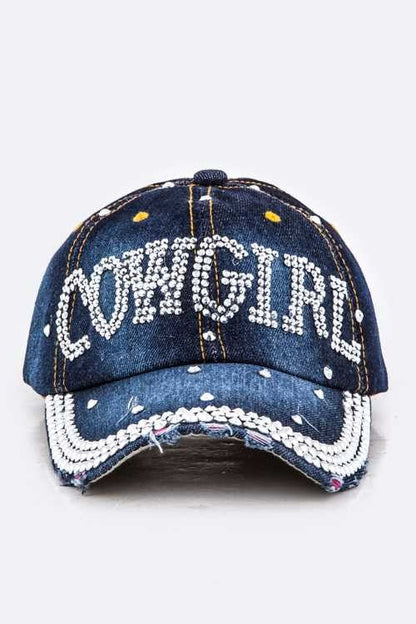 Crystal Cowgirl Embellished Fashion Denim Cap