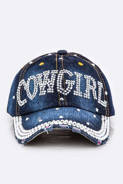 Crystal Cowgirl Embellished Fashion Denim Cap