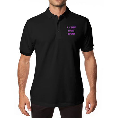 Men's I Like Fast Cars Front & Back Printing Black Polo Shirt