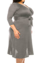 Plus Size Solid Faux Wrap Dress