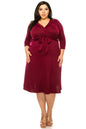 Plus Size Solid Faux Wrap Dress