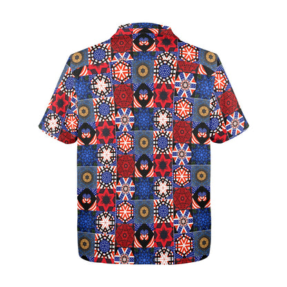 4th of July Pattern Men's All Over Print Hawaiian Shirt (Made in USA)