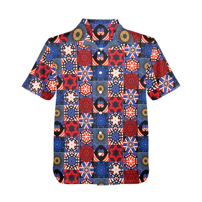 4th of July Pattern Men's All Over Print Hawaiian Shirt (Made in USA)