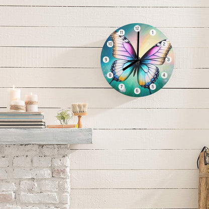 Beautiful Butterfly Wooden Wall Clock (Made in USA)