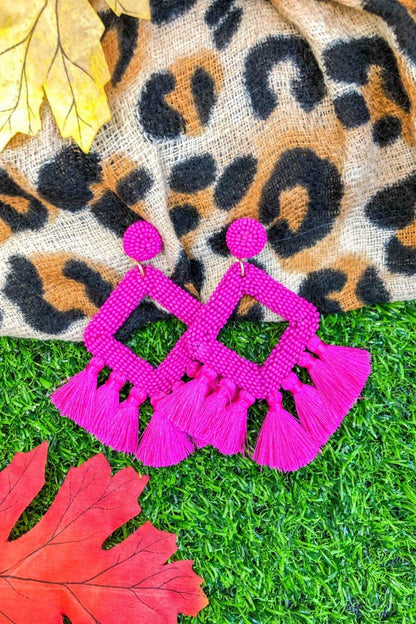 Hot Pink Ellie Fringe Drop Earrings