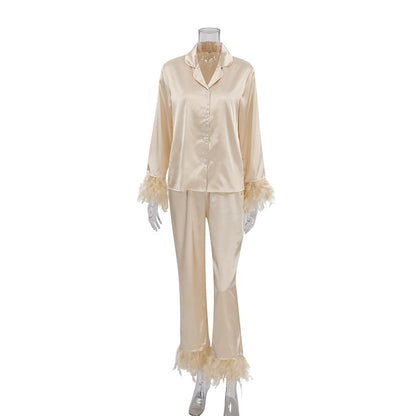 Heavenly Feathered Silk Pajamas in color options