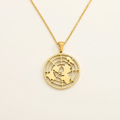 Biblical Flat Earth 18k gold Necklace