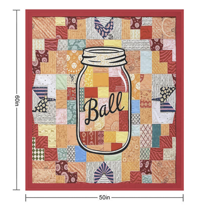 Ball Jar Faux Quilt Design Super Soft Blanket 50 x 60 ( Made in USA)