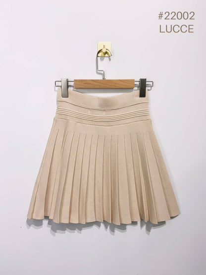 Khaki Pleated knit skirt -clearance