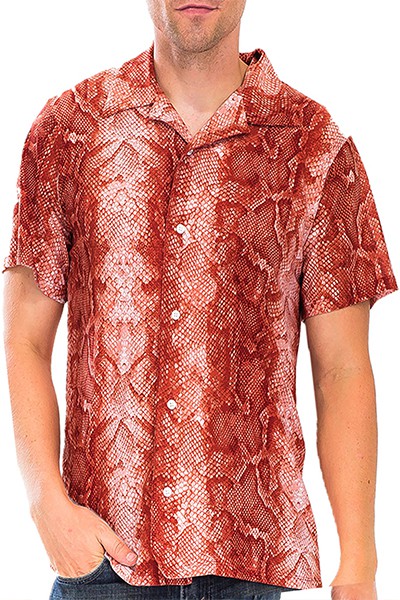 Men's Red Snake Skin Print Button Down Shirt
