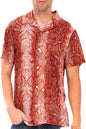 Men's Red Snake Skin Print Button Down Shirt