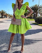 Ruffle Hem Green Spring Dress