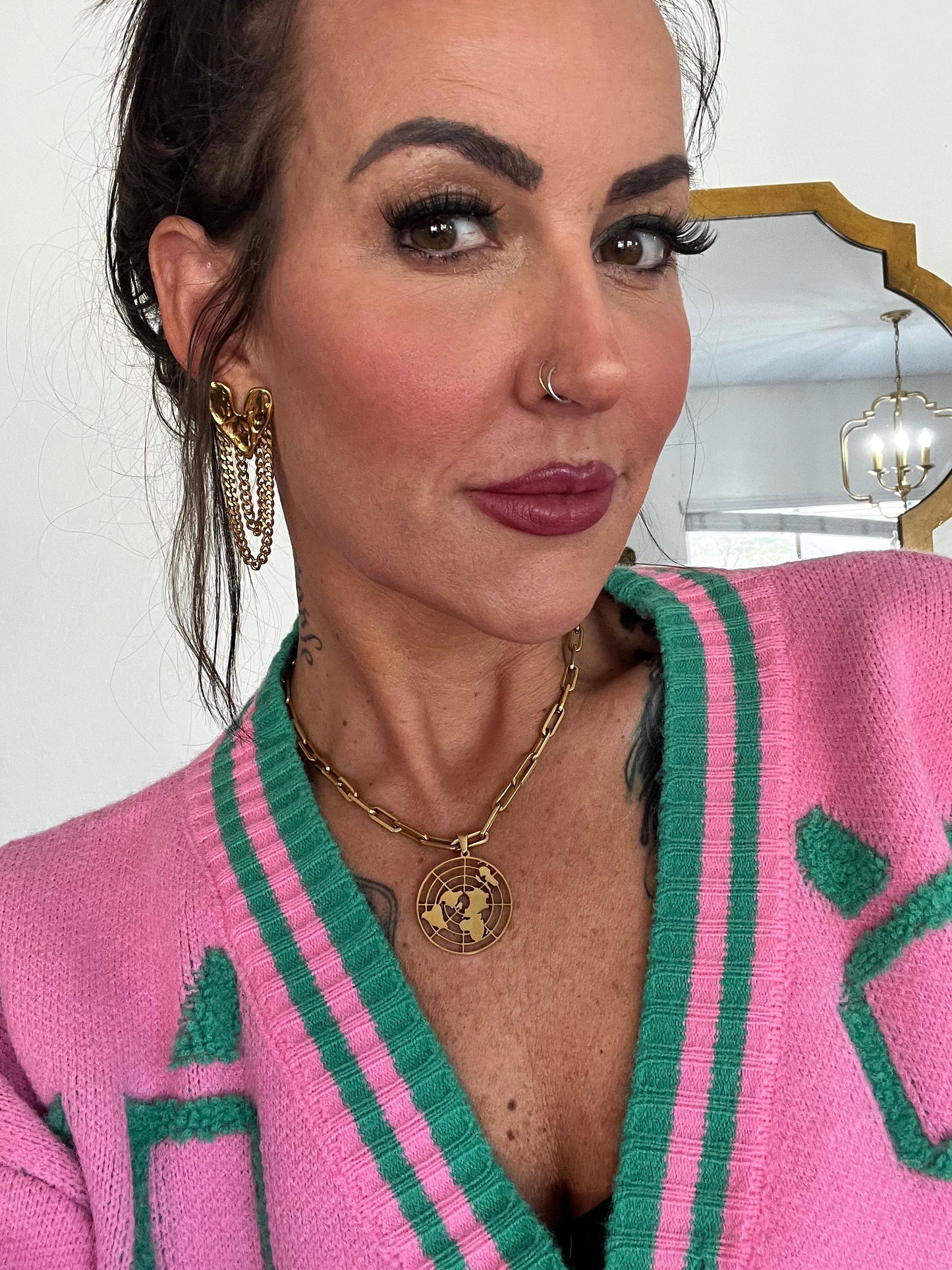 Biblical Flat Earth 18k gold Necklace