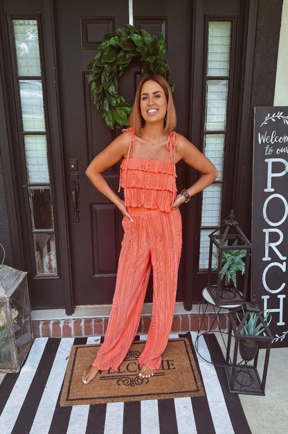 Coral Orange Ruffle Set