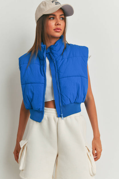 Royal Blue Crop Puffer Vest