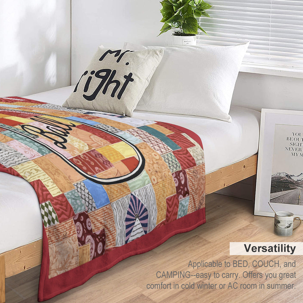 Ball Jar Faux Quilt Design Super Soft Blanket 50 x 60 ( Made in USA)