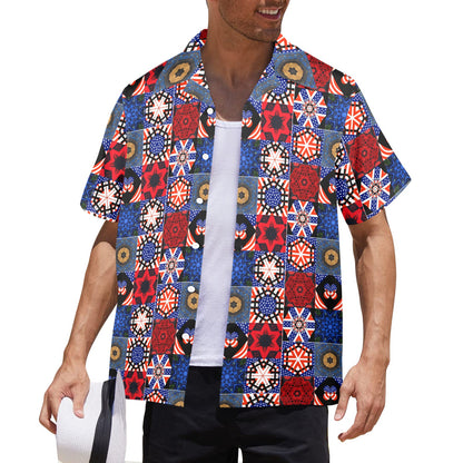 4th of July Pattern Men's All Over Print Hawaiian Shirt (Made in USA)