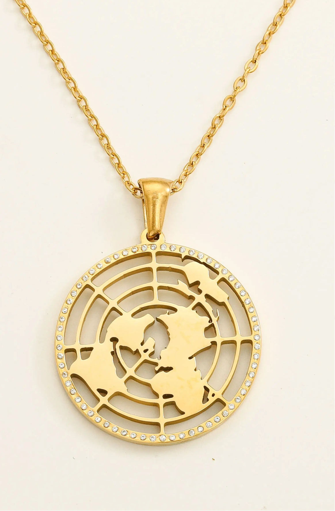 Biblical Flat Earth 18k gold Necklace