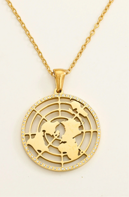 Biblical Flat Earth 18k gold Necklace
