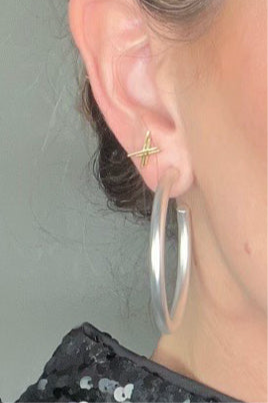 Matte Finish Silver Hoop Earrings