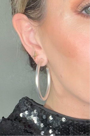 Matte Finish Silver Hoop Earrings