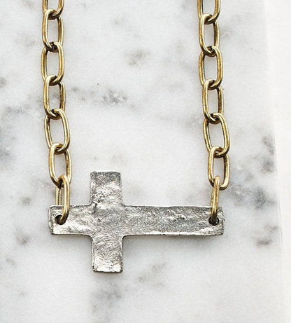 Paper Clip Chain Cross Necklace