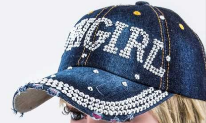 Crystal Cowgirl Embellished Fashion Denim Cap