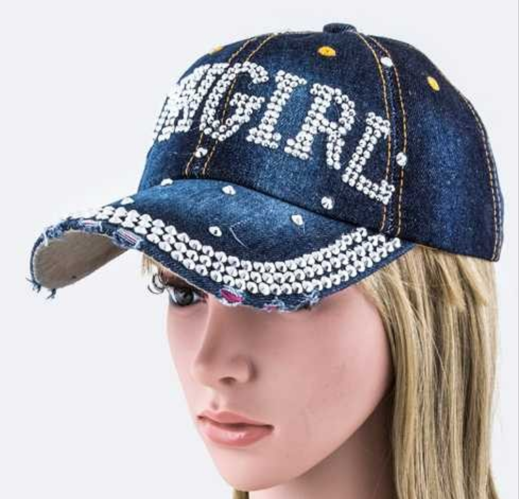 Crystal Cowgirl Embellished Fashion Denim Cap