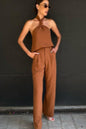 High Waist Brown Trouser Set