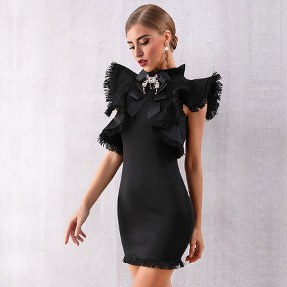 Black Flying Sleeves cocktail Dress