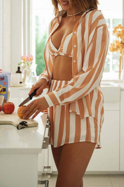 Tan Cape Cod Stripe Set