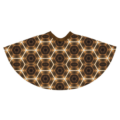 Brown Honeycomb Pattern Short Skater Skirt