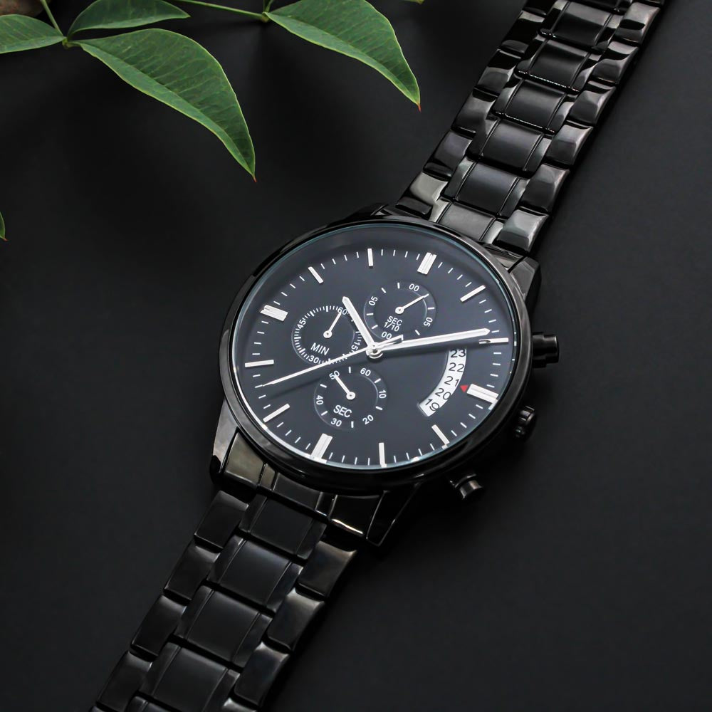 Be the Light Faith Based Engraved Black Chronograph Watch