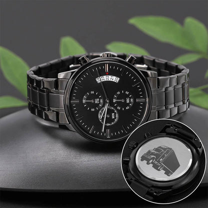 18-wheeler Truck Driver Engraved Black Watch
