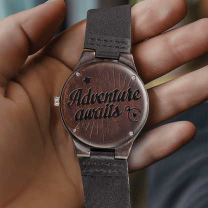 Adventure Awaits Engraved Wooden Luxury Watch