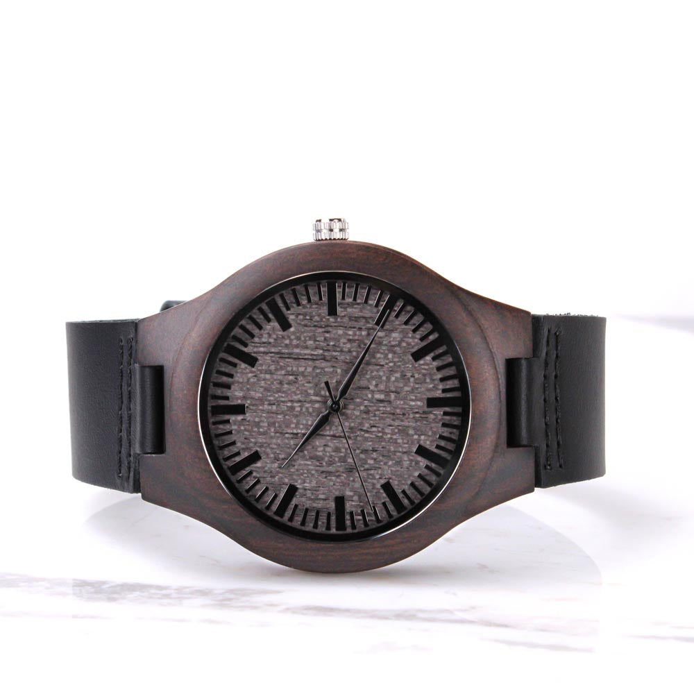 Happy Birthday Engraved Wooden Watch & Leather Band