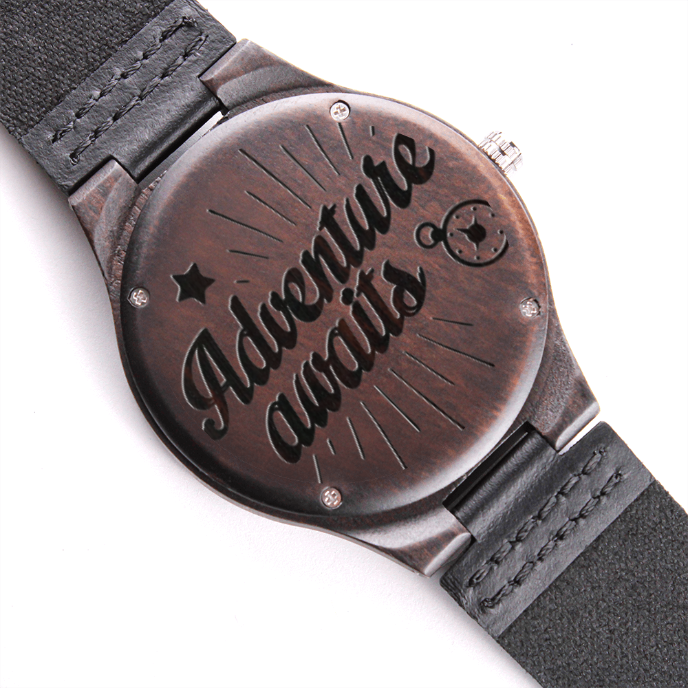 Adventure Awaits Engraved Wooden Luxury Watch