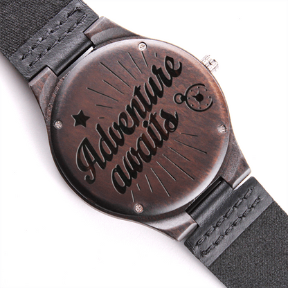 Adventure Awaits Engraved Wooden Luxury Watch
