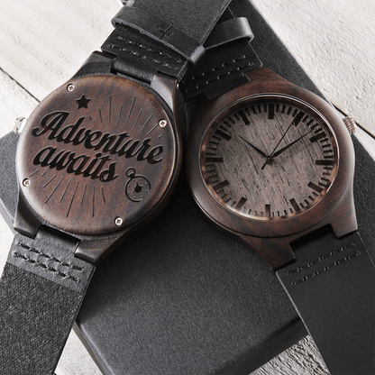 Adventure Awaits Engraved Wooden Luxury Watch