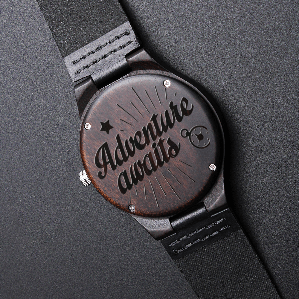 Adventure Awaits Engraved Wooden Luxury Watch