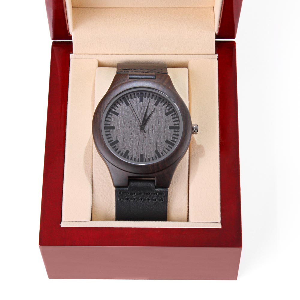 Happy Birthday Engraved Wooden Watch & Leather Band