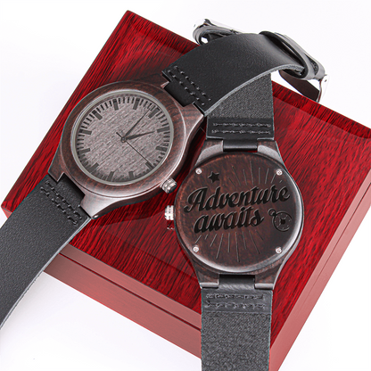Adventure Awaits Engraved Wooden Luxury Watch