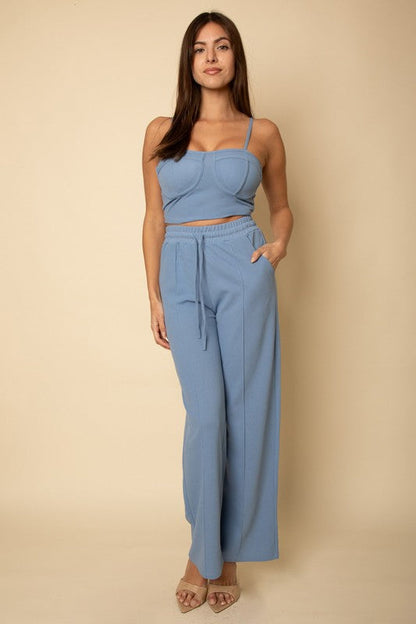 Bustier Cami Top & Slant Straight Pants