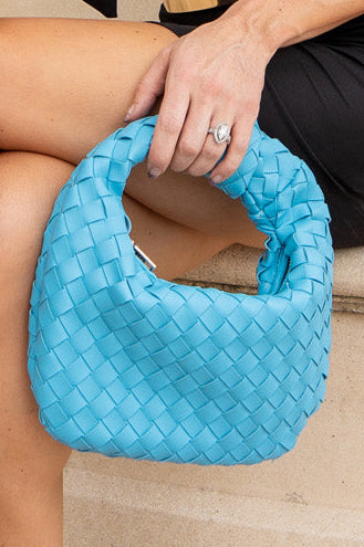 Blue Woven Vegan Leather Clutch